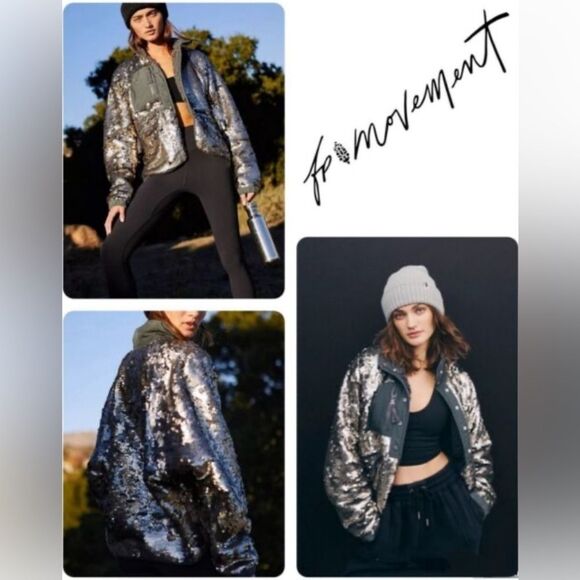 Movement by Free People Size Small Hit The Slopes Sequin Jacket - Picture 2 of 8